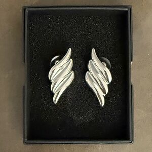 Coorweel Large Silver Statement Chunky Stud Earrings